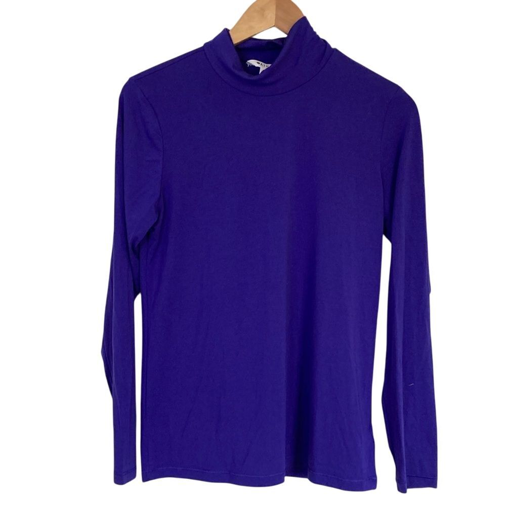 Athleta Womens Mock‎ Neck Long Sleeve Layering Top Size M Purple Athleisure